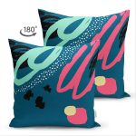 Çift Taraflı Renkli Zemin Üzerinde Soyut Çizimli Modern Geometrik Desen Süet Yastık Kırlent Kılıfı Realhomes