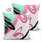 Çift Taraflı Beyaz Zemin Üzerinde Soyut Çizimli Renkli Desen Çalışması Süet Yastık Kırlent Kılıfı Realhomes