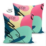 - Suet-K-7884-Gorsel2 - Realhomes Çift Taraflı Renkli Zemin Üzerinde Soyut Çizimli Modern Geometrik Desen Süet Yastık Kırlent Kılıfı Realhomes
