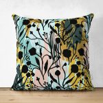 Çift Taraflı Beyaz Zemin Üzerinde Pastel Rengarenk Çiçek Desenli Modern Süet Yastık Kırlent Kılıfı Realhomes