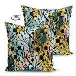 Çift Taraflı Beyaz Zemin Üzerinde Pastel Rengarenk Çiçek Desenli Modern Süet Yastık Kırlent Kılıfı Realhomes