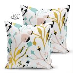 Çift Taraflı Beyaz Zemin Üzerinde Pastel Rengarenk Çiçek Desenli Modern Süet Yastık Kırlent Kılıfı Realhomes