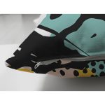 Çift Taraflı Siyah Zemin Üzerinde Renkli Geometrik Desenli Dijital Baskılı Modern Süet Yastık Kılıfı Realhomes