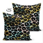 Çift Taraflı Pastel Zemin Üzerinde Siyah Geometrik Desenli Dijital Baskılı Modern Süet Yastık Kılıfı Realhomes