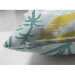 Çift Taraflı Beyaz Zemin Üzerinde Renkli Soyut Çizimli Yaprak Desenli Süet Yastık Kırlent Kılıfı Realhomes