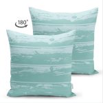 Çift Taraflı Renkli Zemin Üzerinde Soyut Desenli Dijital Baskılı Modern Süet Yastık Kırlent Kılıfı Realhomes