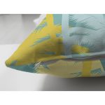 Çift Taraflı Renkli Zemin Üzerinde Soyut Çizimli Palmiyeler Modern Süet Yastık Kırlent Kılıfı Realhomes