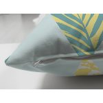 Çift Taraflı Renkli Zemin Üzerinde Geometrik Desenli Palmiyeler Modern Süet Yastık Kırlent Kılıfı Realhomes