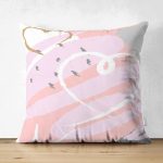 Çift Taraflı Renkli Zemin Üzerinde Kalp Desenli Dijital Baskılı Modern Süet Yastık Kırlent Kılıfı Realhomes