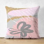 Çift Taraflı Renkli Zemin Üzerinde Soyut Çizimli Kalp Desenli Modern Süet Yastık Kırlent Kılıfı Realhomes