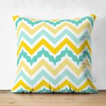 Çift Taraflı Beyaz Zemin Üzerinde Renkli Geometrik Desenli Dijital Baskılı Modern Süet Yastık Kılıfı Realhomes