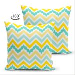 Çift Taraflı Beyaz Zemin Üzerinde Renkli Geometrik Desenli Dijital Baskılı Modern Süet Yastık Kılıfı Realhomes