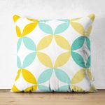 Çift Taraflı Beyaz Zemin Üzerinde Renkli Geometrik Desenli Dijital Baskılı Modern Süet Yastık Kılıfı Realhomes