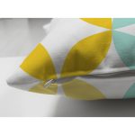 Çift Taraflı Beyaz Zemin Üzerinde Renkli Geometrik Desenli Dijital Baskılı Modern Süet Yastık Kılıfı Realhomes