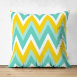 Çift Taraflı Renkli Zemin Üzerinde Geometrik Zigzag Desenli Modern Süet Yastık Kırlent Kılıfı Realhomes