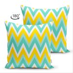 Çift Taraflı Renkli Zemin Üzerinde Geometrik Zigzag Desenli Modern Süet Yastık Kırlent Kılıfı Realhomes