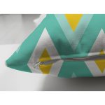 Çift Taraflı Renkli Zemin Üzerinde Geometrik Zigzag Desenli Modern Süet Yastık Kırlent Kılıfı Realhomes