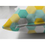 Çift Taraflı Beyaz Zemin Üzerinde Renkli Geometrik Desenli Dijital Baskılı Modern Süet Yastık Kılıfı Realhomes