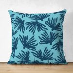 Çift Taraflı Renkli Zemin Üzerinde Yaprak Desenli Dijital Baskılı Modern Süet Yastık Kırlent Kılıfı Realhomes