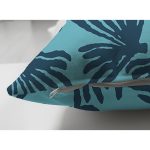 Çift Taraflı Renkli Zemin Üzerinde Yaprak Desenli Dijital Baskılı Modern Süet Yastık Kırlent Kılıfı Realhomes