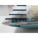 - Suet-K-7916-Gorsel3 - Realhomes Çift Taraflı Beyaz Zemin Üzerinde Renkli Modern Çizgili Yaprak Motifli Süet Yastık Kırlent Kılıfı Realhomes