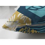 Çift Taraflı Renkli Zemin Üzerinde Geometrik Desenli Yaprak Motifli Süet Yastık Kırlent Kılıfı Realhomes