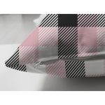 Çift Taraflı Beyaz Zeminli Siyah Ekose Desenli Dijital Baskılı Modern Süet Yastık Kırlent Kılıfı Realhomes