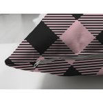 Çift Taraflı Renkli Pastel Zemin Üzerinde Siyah Ekose Desenli Modern Süet Yastık Kırlent Kılıfı Realhomes