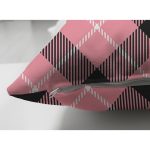 Çift Taraflı Renkli Pastel Zemin Üzerinde Siyah Ekose Desenli Modern Süet Yastık Kırlent Kılıfı Realhomes