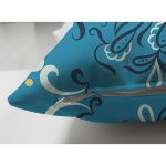 Çift Taraflı Renkli Zemin Üzerinde Çini Desenli Dijital Baskılı Modern Süet Yastık Kırlent Kılıfı Realhomes