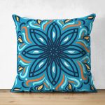 Çift Taraflı Renkli Zemin Üzerinde Çini Desenli Dijital Baskılı Modern Süet Yastık Kırlent Kılıfı Realhomes