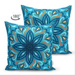 Çift Taraflı Renkli Zemin Üzerinde Çini Desenli Dijital Baskılı Modern Süet Yastık Kırlent Kılıfı Realhomes