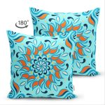 Çift Taraflı Renkli Zemin Üzerinde Çini Desenli Dijital Baskılı Modern Süet Yastık Kırlent Kılıfı Realhomes