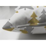 Çift Taraflı Beyaz Zemin Üzerinde Gold Detaylı Çamağacı Desenli Modern Süet Yastık Kırlent Kılıfı Realhomes