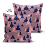 Çift Taraflı Renkli Zemin Üzerinde Pastel Renkli Siyah Çamağacı Desenli Süet Yastık Kırlent Kılıfı Realhomes