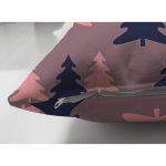 Çift Taraflı Renkli Zemin Üzerinde Pastel Renkli Siyah Çamağacı Desenli Süet Yastık Kırlent Kılıfı Realhomes