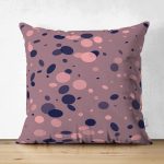 Çift Taraflı Renkli Zemin Üzerinde Pastel Renkli Puantiye Desenli Süet Yastık Kırlent Kılıfı Realhomes