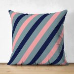 Çift Taraflı Renkli Zemin Üzerinde Pastel Renkli Yatay Çizgili Modern Süet Yastık Kırlent Kılıfı Realhomes