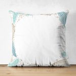 Çift Taraflı Beyaz Zemin Üzerinde Deniz Kabuğu Desenli Süet Yastık Kırlent Kılıfı Realhomes