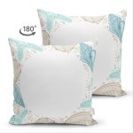 Çift Taraflı Beyaz Zemin Üzerinde Deniz Kabuğu Desenli Süet Yastık Kırlent Kılıfı Realhomes