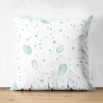 Çift Taraflı Beyaz Zemin Üzerinde Deniz Kabuğu Desenli Süet Yastık Kırlent Kılıfı Realhomes