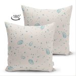 Çift Taraflı Pastel Zeminli Deniz Kabuğu Desenli Dijital Baskılı Modern Süet Yastık Kırlent Kılıfı Realhomes