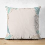Çift Taraflı Pastel Zeminli Deniz Kabuğu Desenli Dijital Baskılı Modern Süet Yastık Kırlent Kılıfı Realhomes