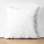 Çift Taraflı Beyaz Zeminli Modern Mermer Desenli Dijital Baskılı Modern Süet Yastık Kırlent Kılıfı Realhomes