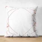 Çift Taraflı Beyaz Zeminli Modern Mermer Desenli Dijital Baskılı Modern Süet Yastık Kırlent Kılıfı Realhomes