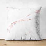 Çift Taraflı Beyaz Zeminli Modern Mermer Desenli Dijital Baskılı Modern Süet Yastık Kırlent Kılıfı Realhomes