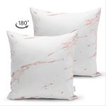 Çift Taraflı Beyaz Zeminli Modern Mermer Desenli Dijital Baskılı Modern Süet Yastık Kırlent Kılıfı Realhomes