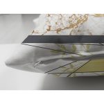 Çift Taraflı Beyaz Zemin Üzerinde Gold Detaylı Geometrik Desenli Süet Yastık Kırlent Kılıfı Realhomes