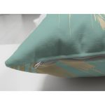 Çift Taraflı Pastel Zemin Üzerinde Gold Detaylı Yaprak Desenli Modern Süet Yastık Kırlent Kılıfı Realhomes