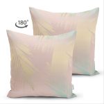 Çift Taraflı Pastel Zemin Üzerinde Gold Detaylı Yaprak Desenli Modern Süet Yastık Kırlent Kılıfı Realhomes